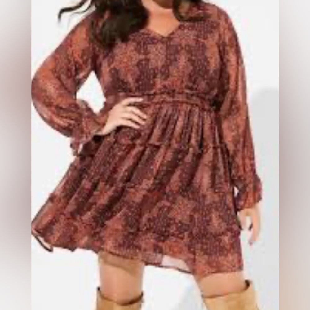 EUC Torrid mini Lurex chiffon tiered dress size 2x